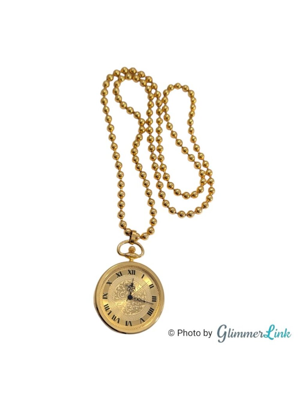 Vintage Le Baron Pendant Watch Necklace Gold Tone Roman Numeral 27 Inch - Picture 8 of 11